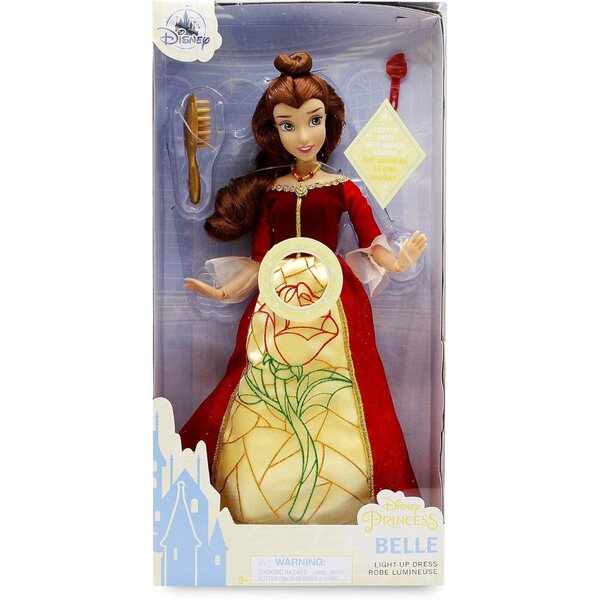 Bambola Belle Disney Premium 11" con Abito Luminoso e Suoni Magici