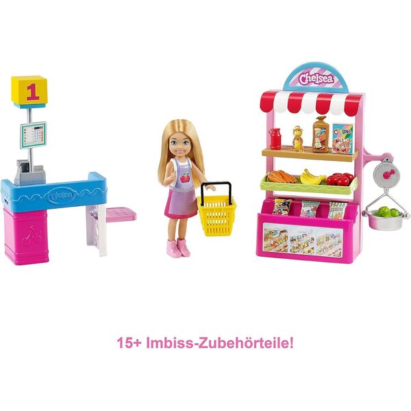 Barbie Playset Chiosco degli Snack con Chelsea e 15+ Accessori per Bambini 3+