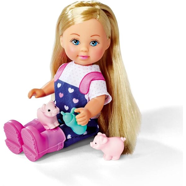 Simba Evi Love Baby Pigs Puppe mit Schweinen und Spielzubehör, 12 cm, für Kinder ab 3 Jahren