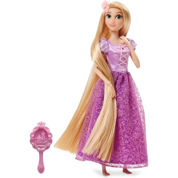 Rapunzel Disney Puppe 29 cm mit Haarbürste, bewegliches Deluxe-Kostüm