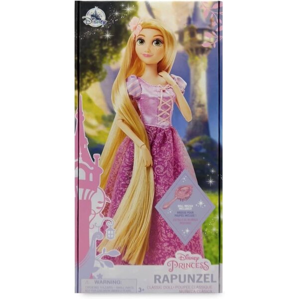 Bambola Rapunzel Disney 29 cm con spazzola capelli, costume deluxe posabile