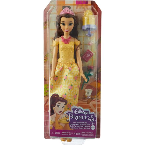 Bambola Belle Disney Princess con figura Chip e accessori castello per bambini