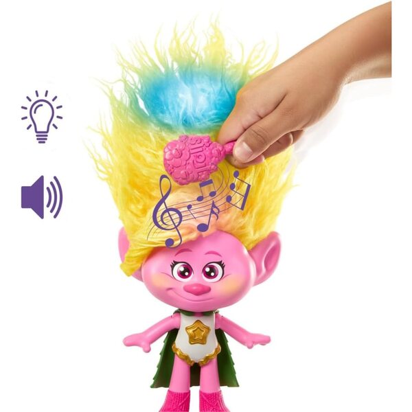 Mattel DreamWorks Trolls 3 Rainbow HairTunes bambola con luci e suoni interattivi