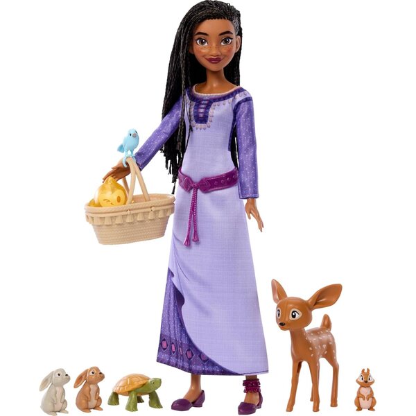 Disney Wish Asha Puppe mit Waldtieren und Überraschungen Mattel HPX27
