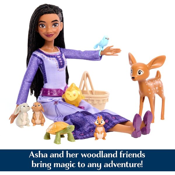 Disney Wish Asha Puppe mit Waldtieren und Überraschungen Mattel HPX27