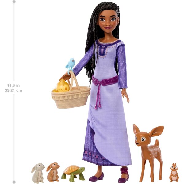 Disney Wish Asha Puppe mit Waldtieren und Überraschungen Mattel HPX27