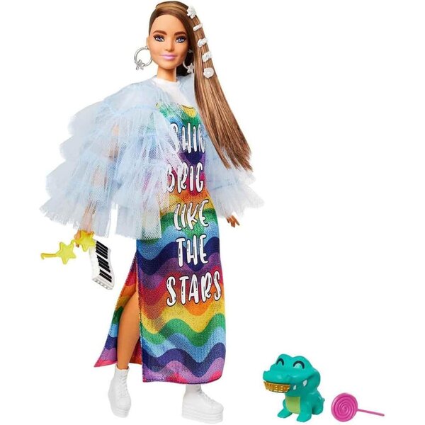Barbie Extra Doll Nr. 9 Brünette mit kurvigem Körper und einzigartigen Modeaccessoires
