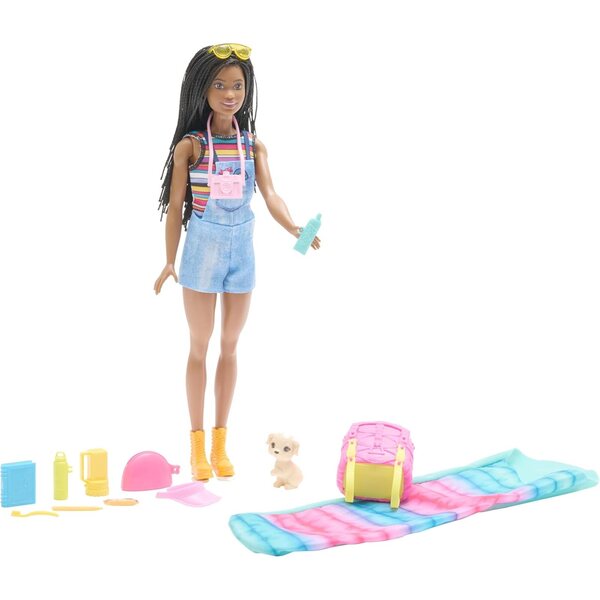Mattel Barbie Camping Pop Spielset mit Brooklyn-Puppe und Campingzubehör