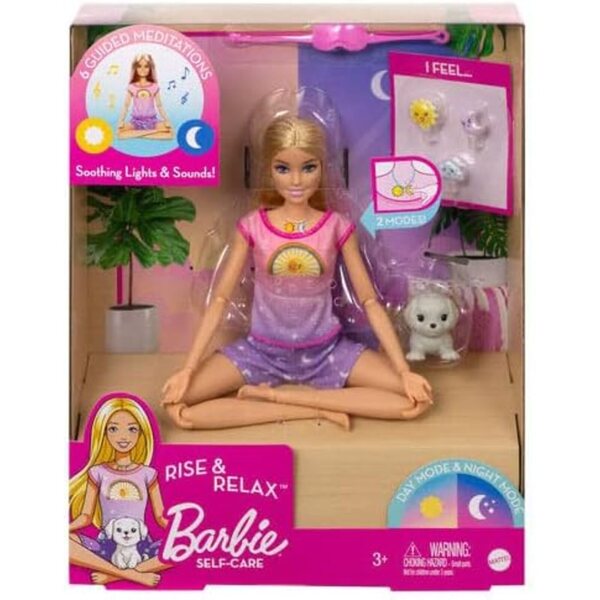 Barbie Self-Care Rise & Relax Puppe mit heller Haut für Momente des Wohlbefindens