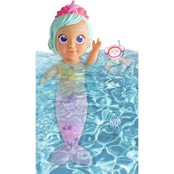 Bambola Sirena da Bagno Simba New Born 30 cm con Cambio Colore e Braccia Mobili