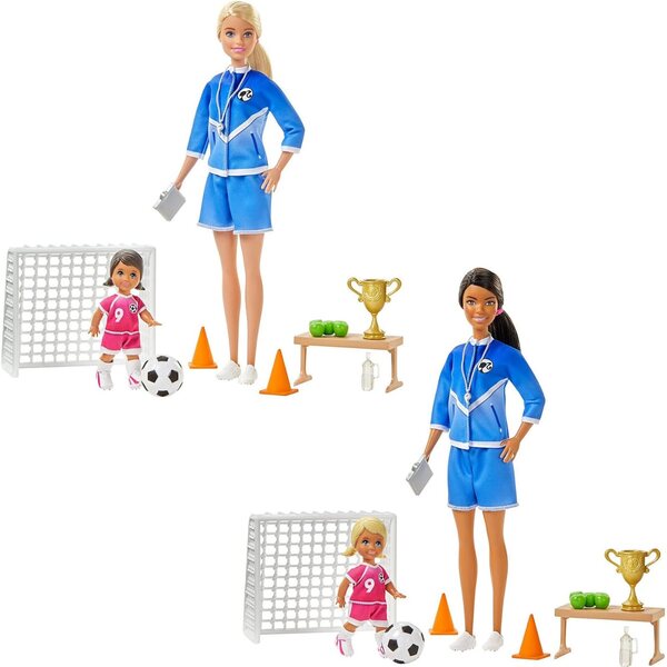 Barbie-Fußballtrainer mit Zubehör – Mattel-Sportspielset
