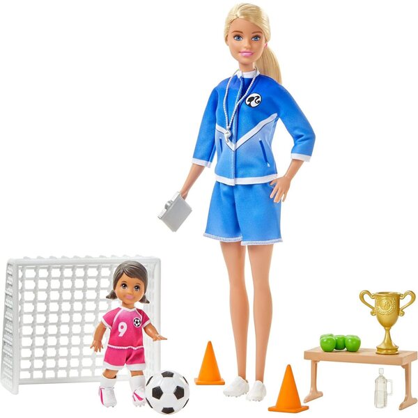 Barbie-Fußballtrainer mit Zubehör – Mattel-Sportspielset