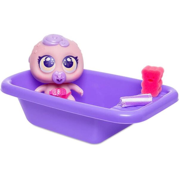 BANDAI Rosa Neoflobbi Flobbeti Puppe mit Badewanne und Handtuch – Pflege und Ernährung Neo