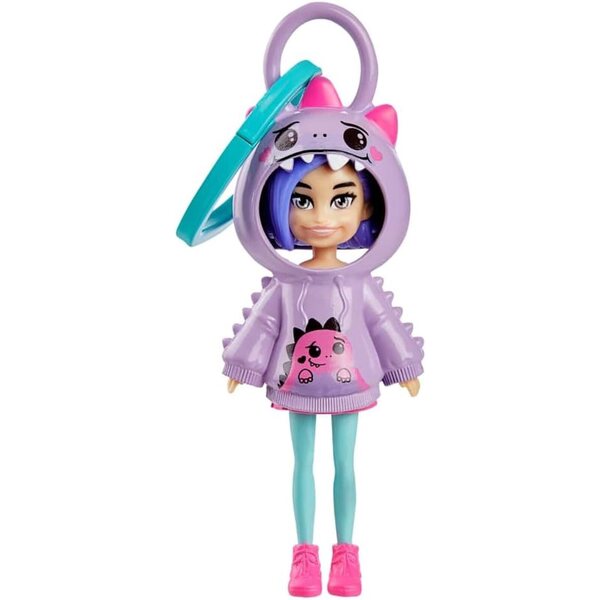 Polly Pocket-Dinosaurierpuppe mit Kapuzenpullover für Mädchen ab 4 Jahren – einfach überallhin mitzunehmen