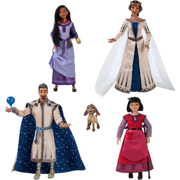 Disney Wishing Dolls-Set mit Asha, Dahlia, Königin Amaya und King Magnificent