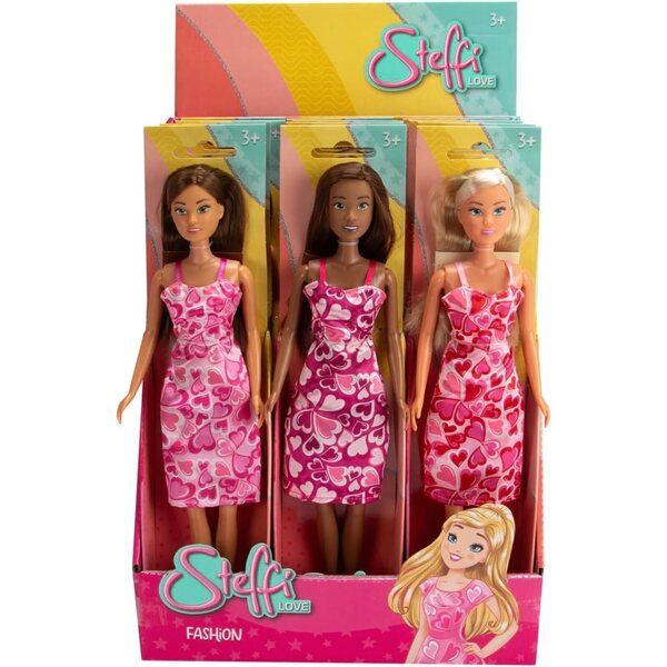 Steffi Love Fashion bambola 29 cm con vestito a cuore, 3 modelli assortiti dai 3 anni