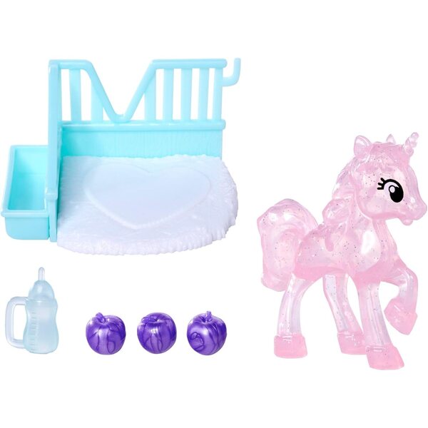 Smoby Evi Love Unicorn bambola 12 cm con unicorno, stalla, abito e accessori, 3+ anni