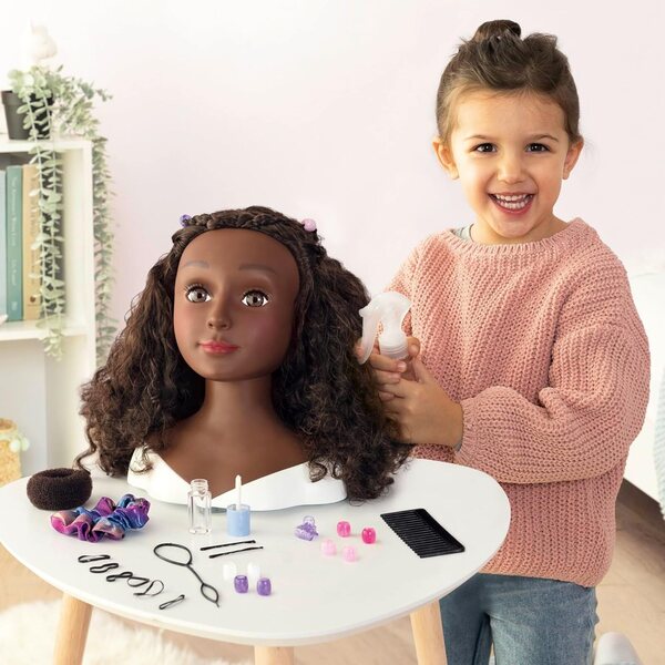 Smoby My Beauty Afro-Stylingkopf mit 23 Frisurenzubehör für Kinder ab 3 Jahren