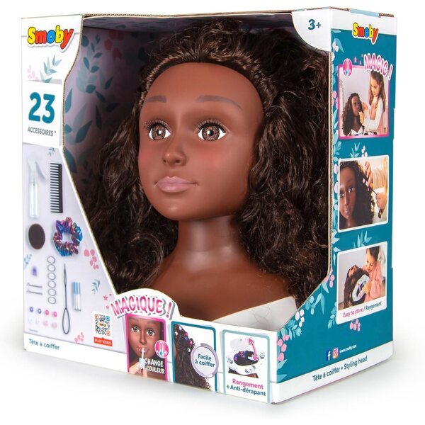 Smoby My Beauty Afro-Stylingkopf mit 23 Frisurenzubehör für Kinder ab 3 Jahren
