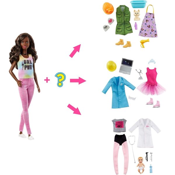 Barbie Surprise Careers mit 2 Geologen- und Groomer-Outfits für Kinder ab 3 Jahren