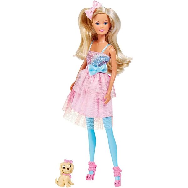 Steffi Love Bow Fashion Simba Puppe 29 cm mit Schleifen und Hundezubehör