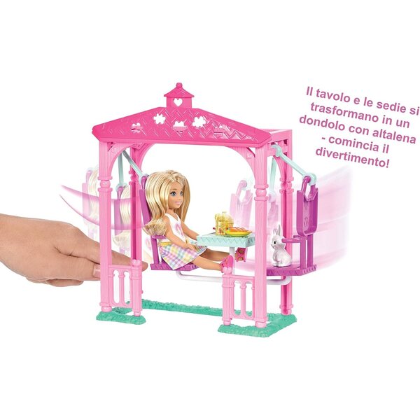 Barbie Club Chelsea con Coniglietto e Gazebo per Picnic - Playset Gioco All'aperto