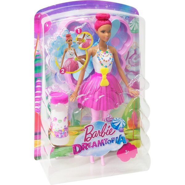 Barbie Magic Bubble Fairy mit Schmetterlingsflügeln, die Seifenblasen erzeugen
