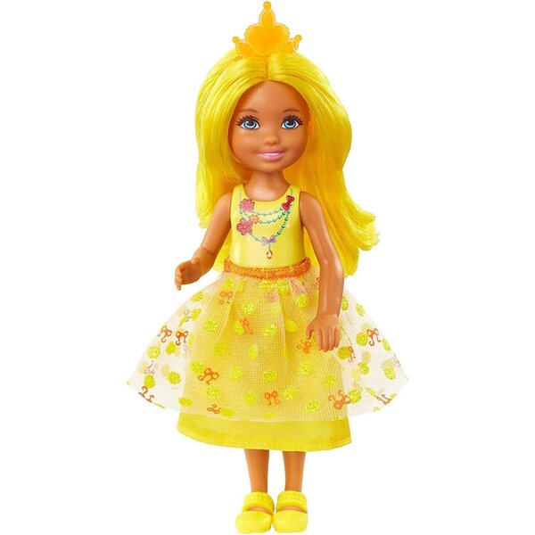 Barbie Dreamtopia Rainbow Cove, gelbe Prinzessinnenpuppe mit Krone und Schuhen