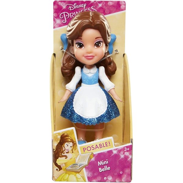 Disney Princess Mini Bambino Belle 8,9 cm Snodabile con Vestito Blu Sparkle Collection