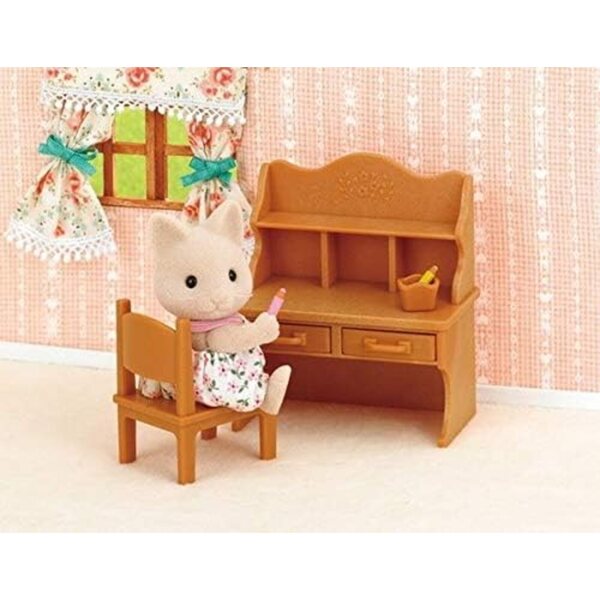 Sylvanian Families Kinderschreibtischset mit Stuhl und Zubehör für fantasievolles Spielen