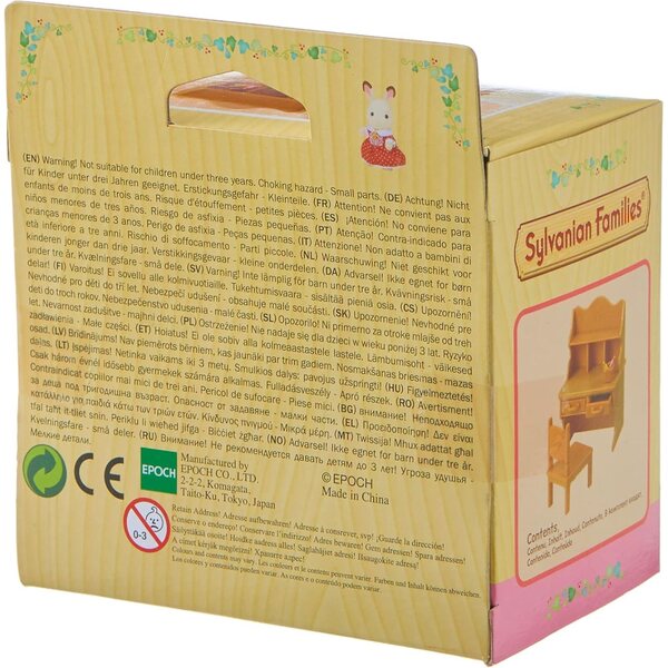 Sylvanian Families Kinderschreibtischset mit Stuhl und Zubehör für fantasievolles Spielen