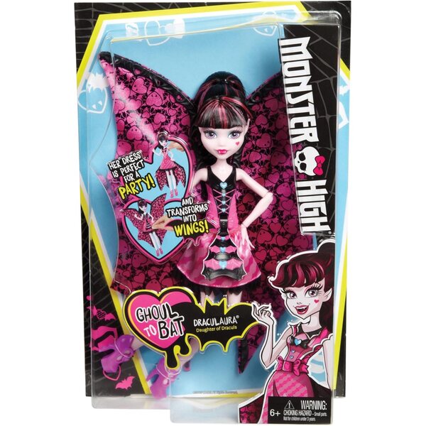 Monster High Mattel Draculaura Murciélago, verwandelbar mit Faltflügeln