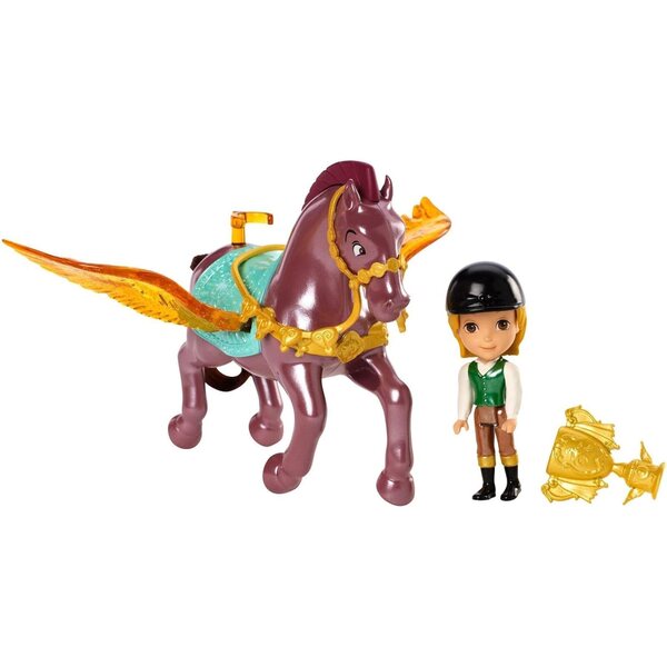 Prinzessin Sofia und Prinz James mit Echo, einem geflügelten Pferd mit glitzernden Flügeln