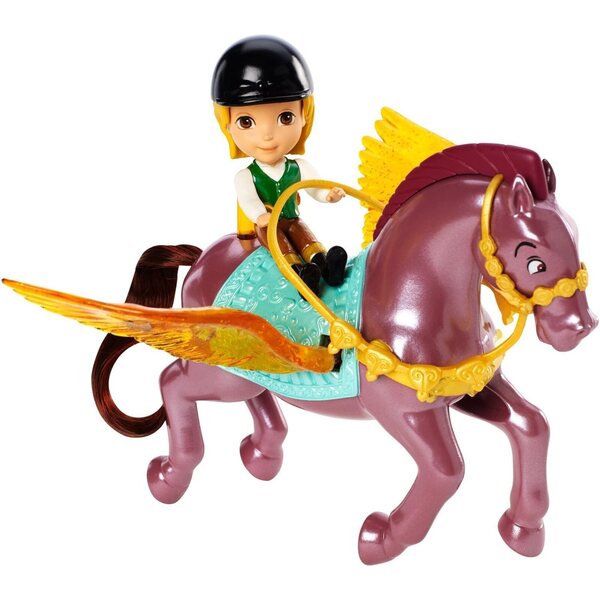 Prinzessin Sofia und Prinz James mit Echo, einem geflügelten Pferd mit glitzernden Flügeln