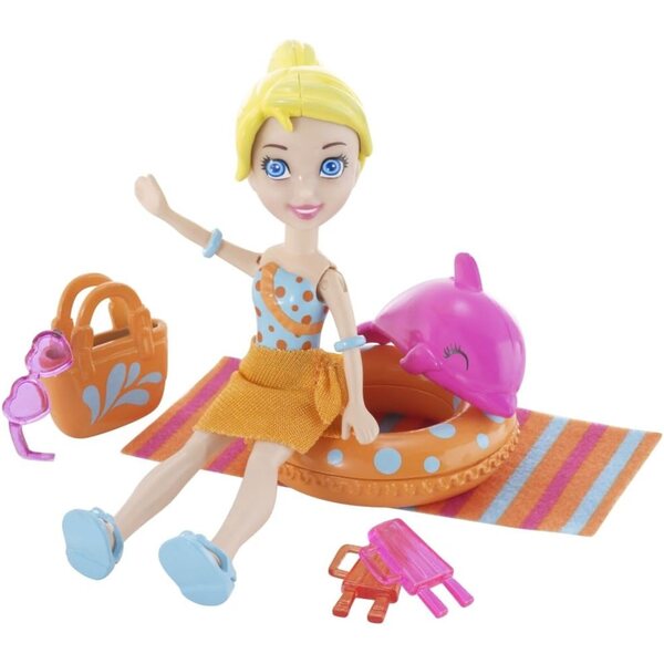 Bambola Polly Pocket Mattel con Cambio Colore Capelli e Accessori Parco Acquatico