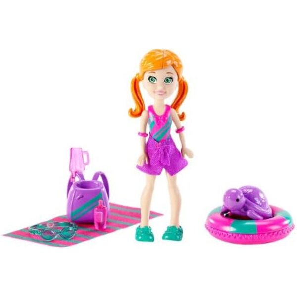 Bambola Polly Pocket Mattel con Cambio Colore Capelli e Accessori Parco Acquatico