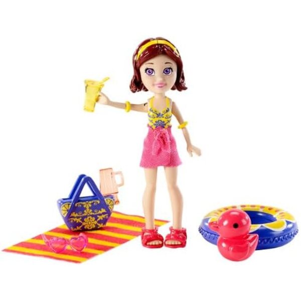 Bambola Polly Pocket Mattel con Cambio Colore Capelli e Accessori Parco Acquatico