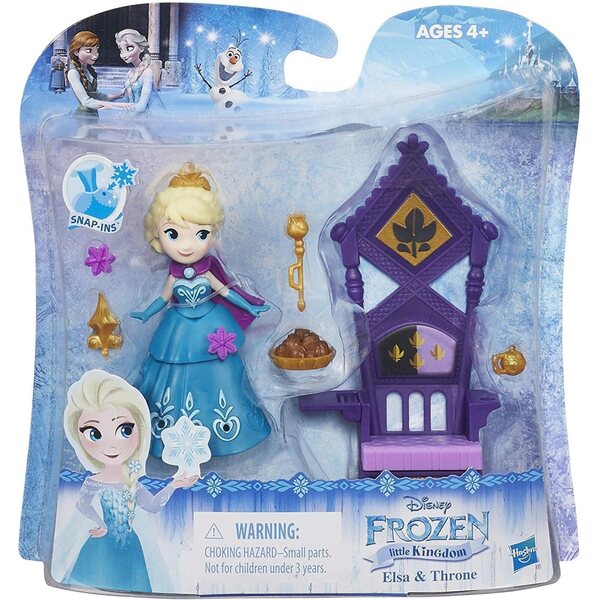 Hasbro La Regina di Ghiaccio Little Kingdom Elsa con Trono e Accessori per Bambini 4+