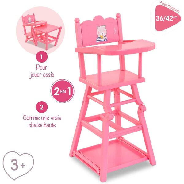 Corolle Mon Grand Poupon 2 in 1 Hochstuhl für Puppen 36-42 cm, +3 Jahre