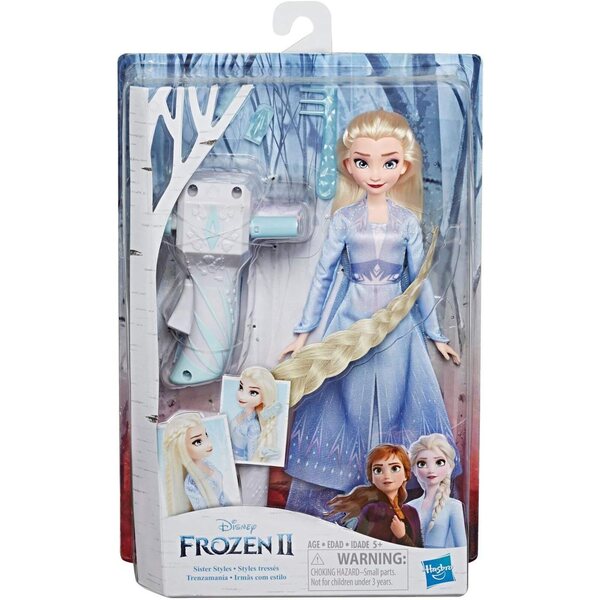 Bambola Elsa Frozen Sister Styles con capelli lunghi e strumento intreccia capelli