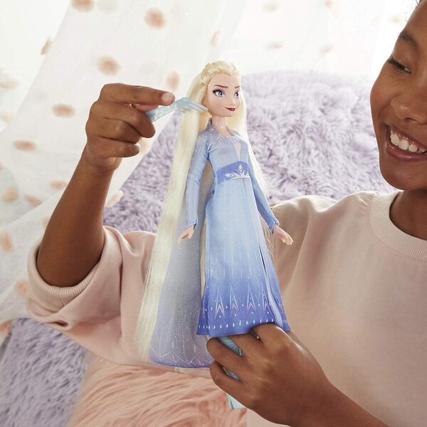 Bambola Elsa Frozen Sister Styles con capelli lunghi e strumento intreccia capelli
