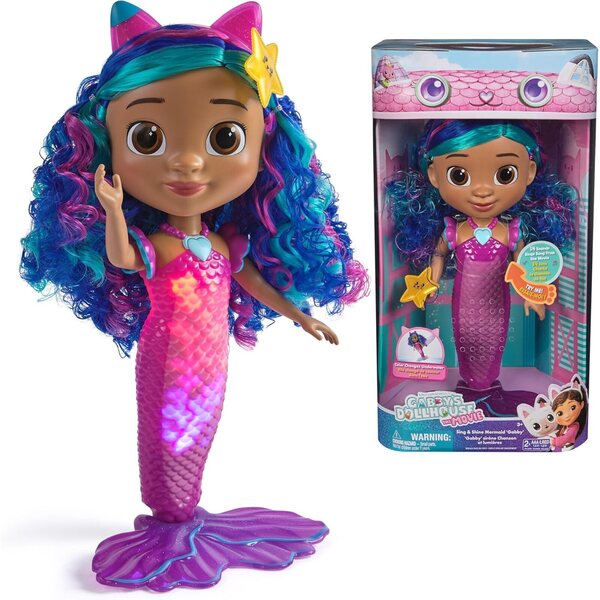 Gabby's Dollhouse: The Movie Sing & Shine Mermaid Gabby Interaktive Meerjungfrauenpuppe 14"