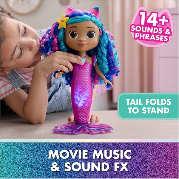 Gabby's Dollhouse: The Movie Sing & Shine Mermaid Gabby Interaktive Meerjungfrauenpuppe 14"