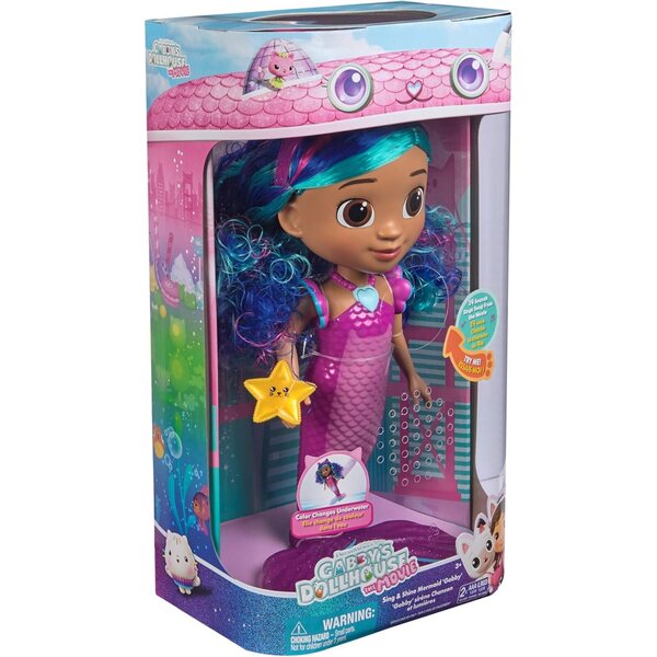 Gabby's Dollhouse: The Movie Sing & Shine Mermaid Gabby Interaktive Meerjungfrauenpuppe 14"