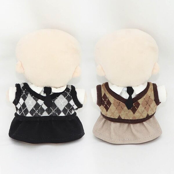 Set abbigliamento niannyyhouse per bambole peluche 10 cm: camicia, gonna, cravatta, gilet