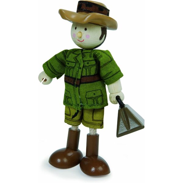 Le Toy Van Budkins Dottore Safari in Legno Snodabile con Abiti in Tessuto