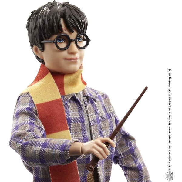 Harry Potter-Gliederungsfigur mit Reisekleidung, Hedwig-Eule und Sammlerzubehör