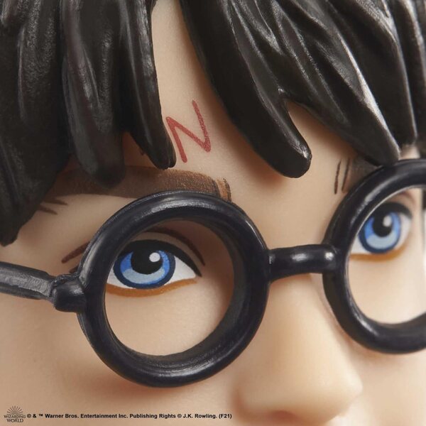 Harry Potter-Gliederungsfigur mit Reisekleidung, Hedwig-Eule und Sammlerzubehör