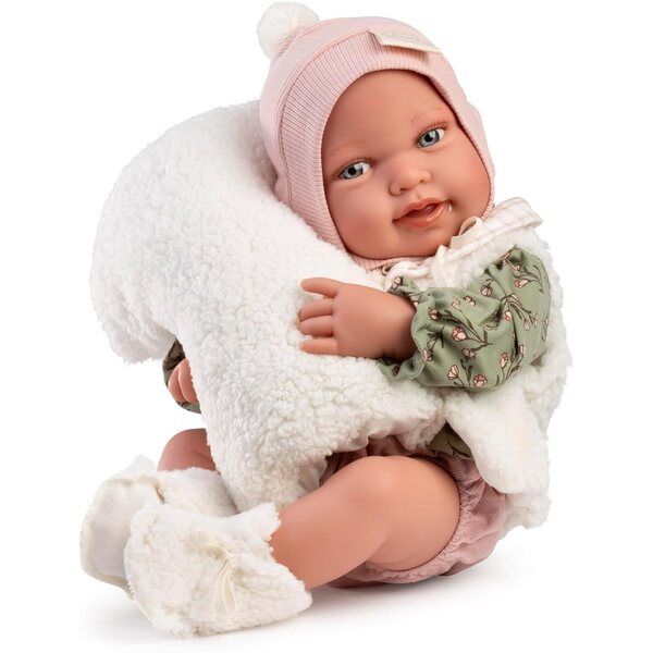 Bambola Neonato Pipa con Gilet Borreguito e Cappello Pompon - Realistica e Tenerissima