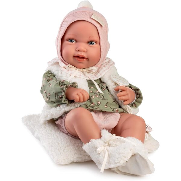 Bambola Neonato Pipa con Gilet Borreguito e Cappello Pompon - Realistica e Tenerissima